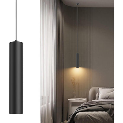 Lampada a Sospensione Cilindro Moderne GU10, Lampadario a Sospensione Alluminio per Soggiorno Camera da Letto Cucina Comodino, portata max 35W, misura 30cm, Bianco/NERO  SP-01