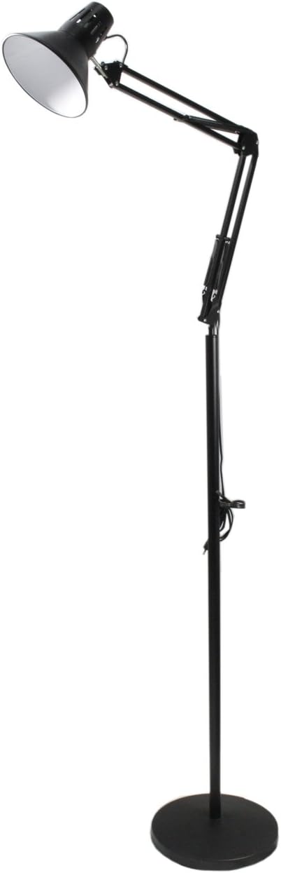 Lampada da Terra – Piantana Regolabile con Braccio Orientabile, Attacco E27, Max 60W, Design Moderno per Studio, Ufficio e Soggiorno D15