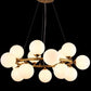 Lampadario a sospensione in metallo bronzo con 15 sfere sfera bianca attacco g9 B94