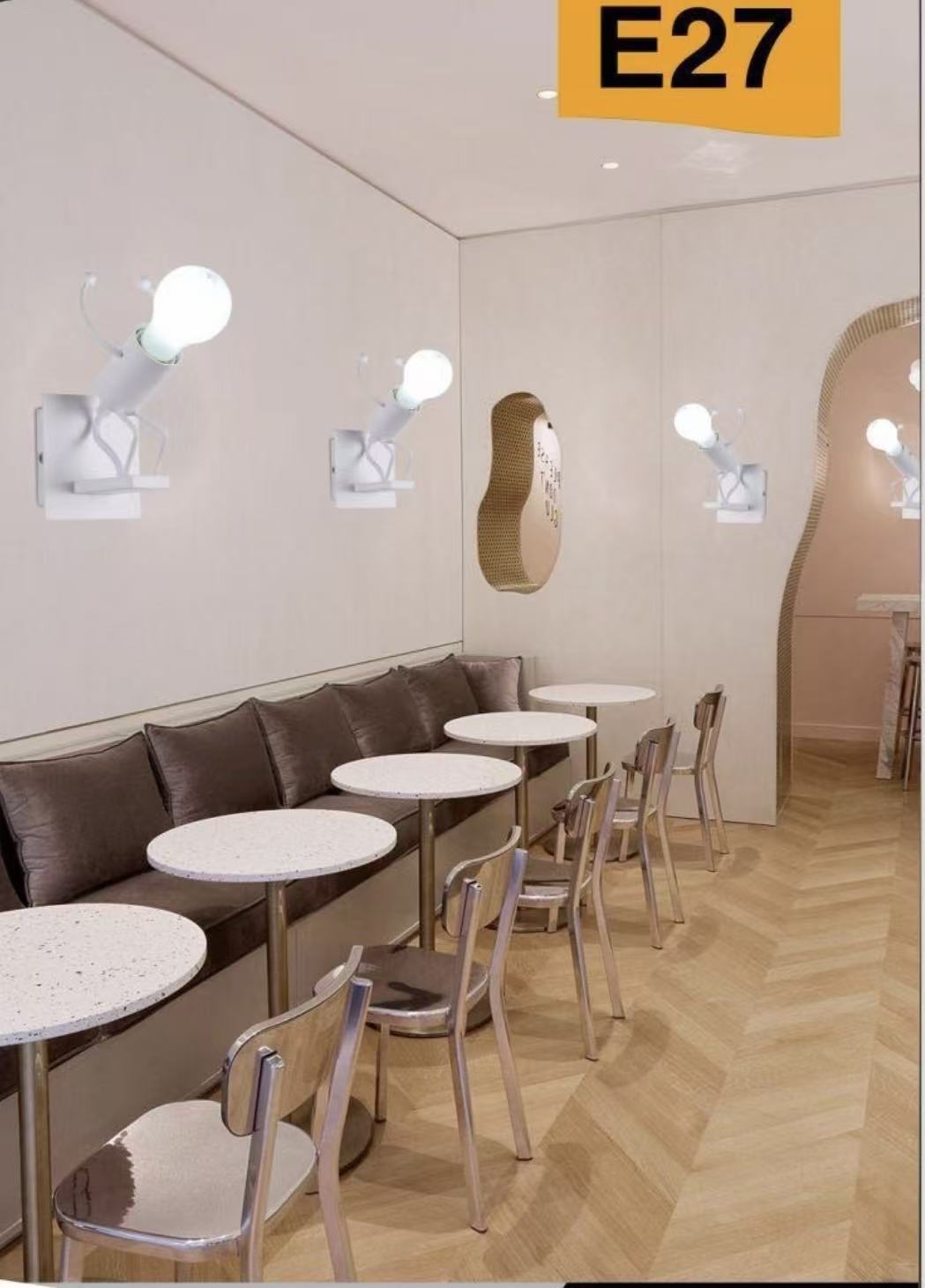 TEKHOME Applique da Muro E27 Design Moderno Metallo, Lampada da Parete con Portalampada E27, Bianco/Nero, per Soggiorno Camera da Letto AQ50