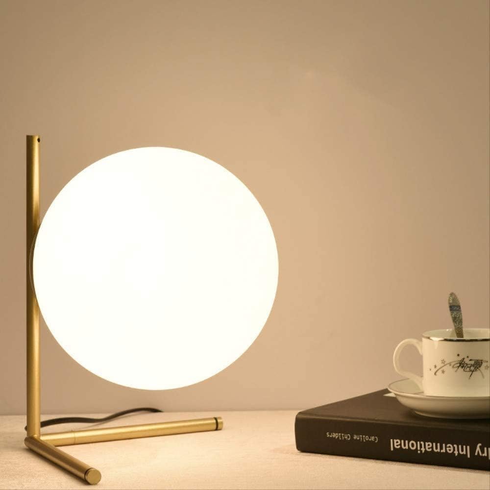 Lampada da Tavolo Moderna G9, Lampada Design con Sfera Opalina e Struttura Oro Bronzo, Luce da Comodino Elegante per Camera da Letto Salotto Studio, Lampadina Non Inclusa D34