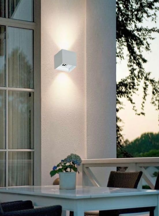Applique da Esterno LED 22W IP65 – Lampada da Parete Moderna Up&Down Regolabile, Alluminio, 2000 Lumen, Bianco/Nero/Grigio, Luce 3000K/4000K/6500K ES66