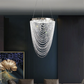 TEKHOME Lampadario Moderno a LED con Cristalli, 35W 2800LM Luce Fredda 6500K, Sospensione da Soffitto in Acciaio Inox e Cristallo per Interni, 220-240V B75-F