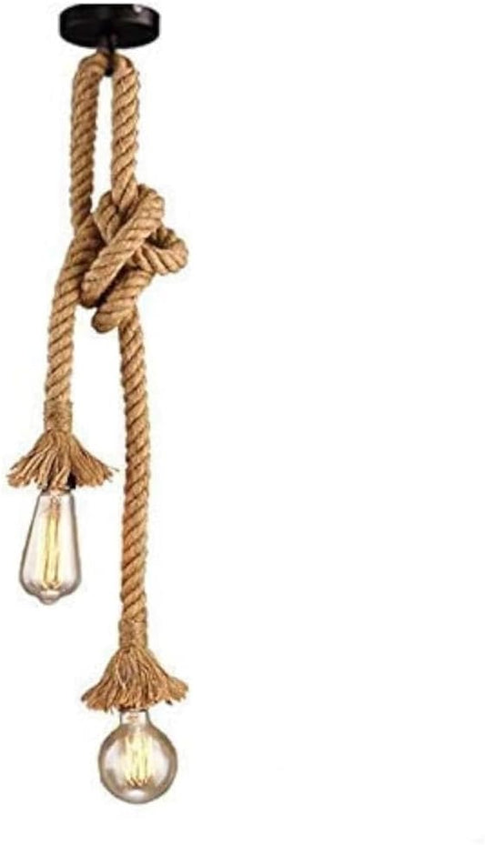 Porta Lampadina E27 in Corda Canapa – Portalampada Vintage a Sospensione, Stile Industriale, per Cucina, Bar, Loft – Max 60W (Lampadina Non Inclusa)– Modelli E27-M / E27-M2
