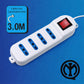 2 Pezzi – Multipresa 4 Prese Universali con Interruttore, Cavo 3 m, Spina Italiana Tipo L 10A, Ciabatta Elettrica Bianca per Casa e Ufficio – X203069-3M