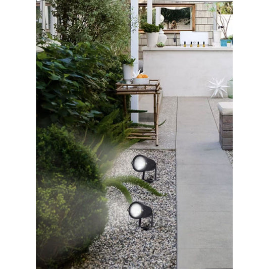 TEKHOME Faretto da Giardino LED IP65 5W 660LM, Lampada da Terra per Esterno con Picchetto, Orientabile, in Alluminio e Vetro Temperato, per Prato, Sentiero e Aiuole – 3000K/4000K/6500K