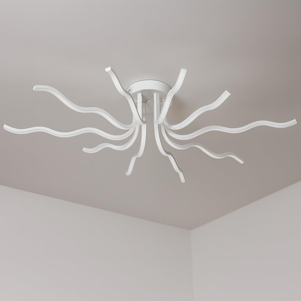 Plafoniera LED 56W Moderna a Soffitto, Luce CCT 3000K-4000K-6500K Selezionabile, Design Creativo Bianco, Lampada da Soffitto per Soggiorno Camera da Letto, PN-35B3C