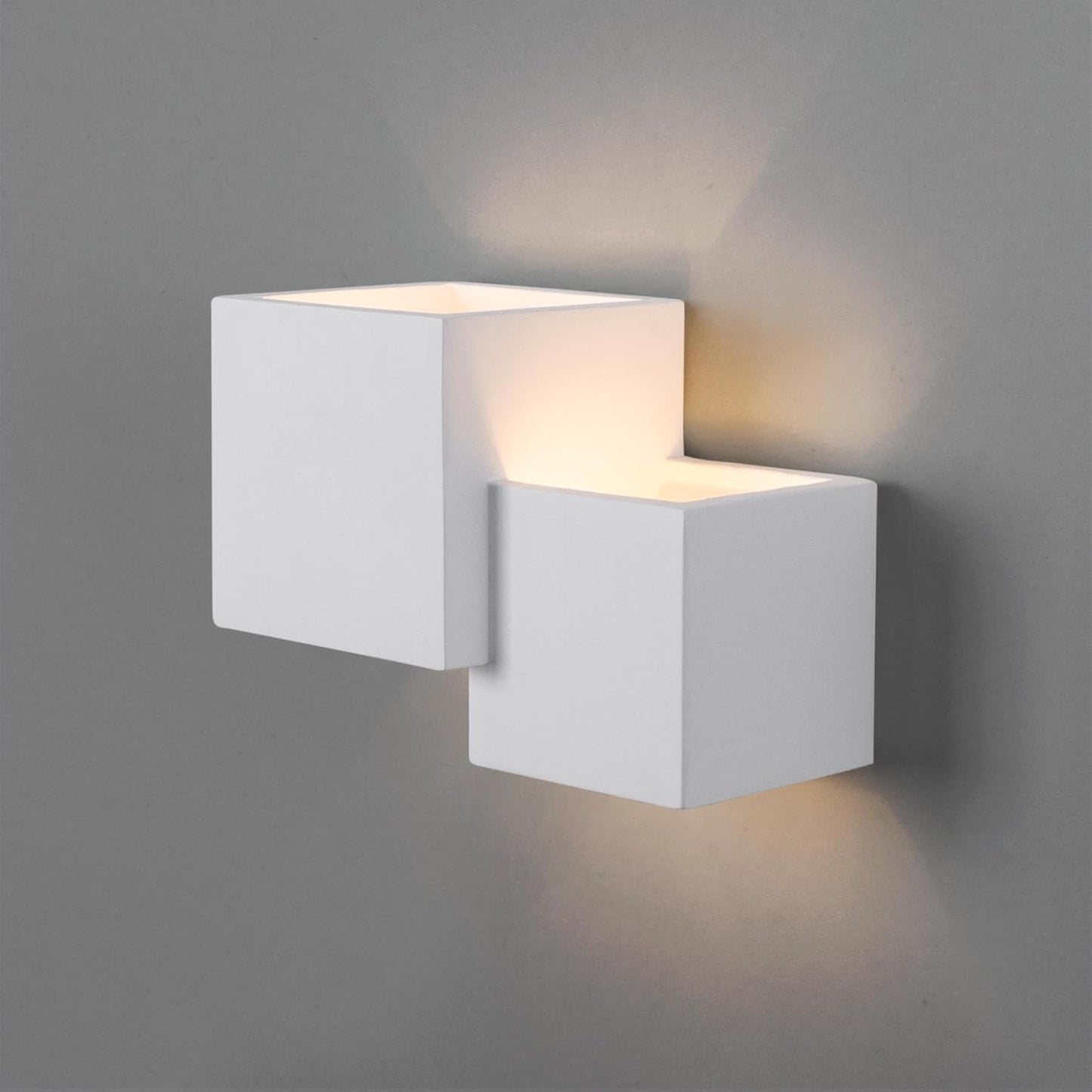 TEKHONE Applique da Parete in Gesso Bianco 2xG9 | Lampada da Muro Moderna Verniciabile | Illuminazione Decorativa per Soggiorno Camera Corridoio – GS-E74