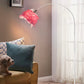 Lampada da Terra con Paralume in Piuma Rosa – Design Moderno Decorativo, Attacco E27 Max 60W, Arco Curvo, Lampada da Pavimento per Soggiorno e Camera D26-RS