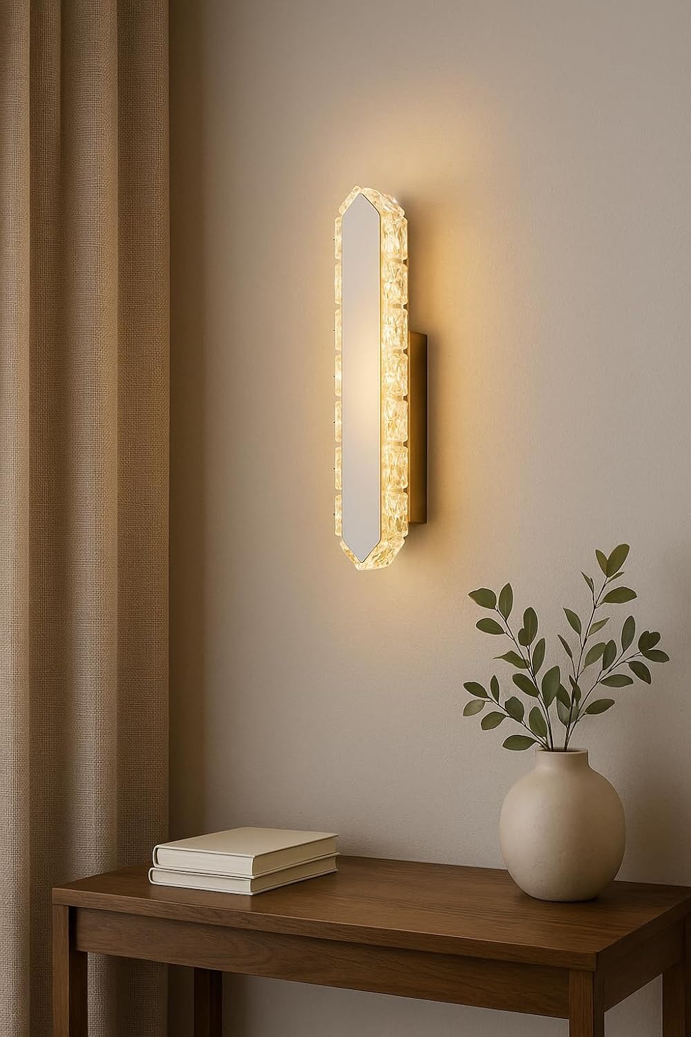 Applique da Muro LED Cristallo 5W, 3000K-6500K CCT, Moderno Lampada da Parete Interno, Acciaio Inossidabile + Vetro, per Camera da Letto, Corridoio, Soggiorno AQ21-3C