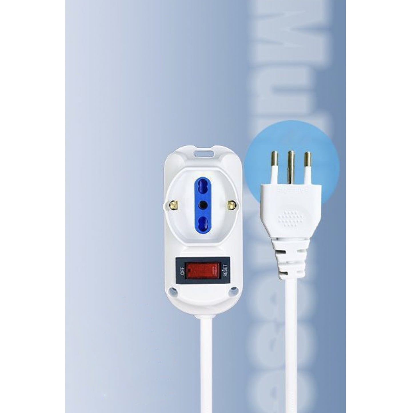 2 Pezzi Multipresa 3 Prese Bipasso/Schuko 10/16A con Protezione da Sovraccarico, Spina Italiana 10A, Cavo 3 m, Interruttore di Sicurezza, Bianca– XSL2611-3M