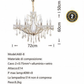 TEKHOME Lampadario Sospeso Lineare a 8 Luci con Design Moderno e Paralumi in Vetro, Struttura Allungata in Oro, Attacco E14 40W, per Sale da Pranzo Lunghe e Open Space, 150x60cm, Oro A60-8