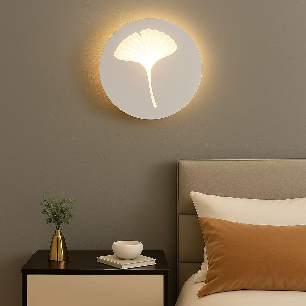 TEKHOME Applique da muro LED 9W design foglia di ginkgo, luce regolabile 3000K-6500K, lampada da parete decorativa moderna per camera da letto e soggiorno AQ29-B3C