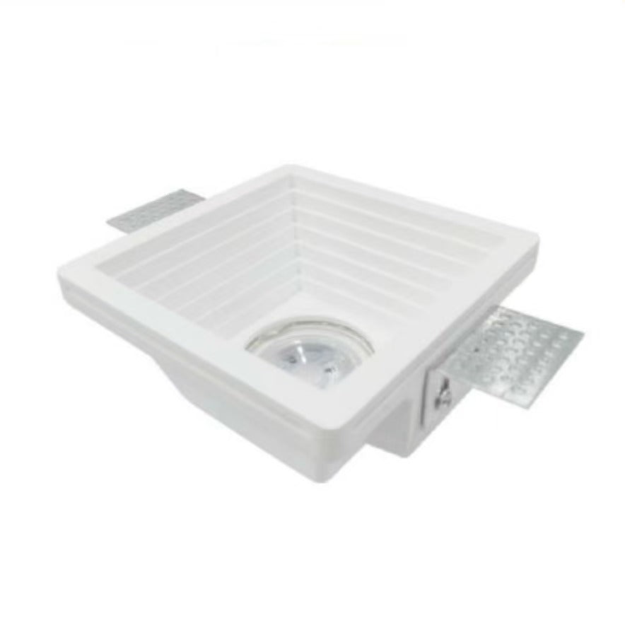 Portafaretto in Gesso da Incasso Quadrato GU10 – Verniciabile, Per Cartongesso, 120×120 mm, Bianco – Senza Lampadina GS-19