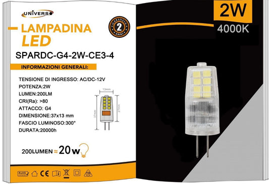 Lampadine LED G4 2W 200LM 12V 10 Pezzi G4-2W-CE3