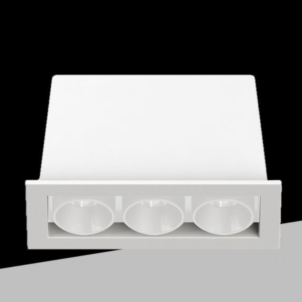 Faretto LED da Incasso Rettangolare 6W, 3 Spot, CRI ≥90, Fascio 24°, Alluminio Bianco, AC 200-240V, Faretti da Incasso per Cartongesso e Controsoffitto, 3000K/4000K/6500K, 1 Pezzo, XTD-3