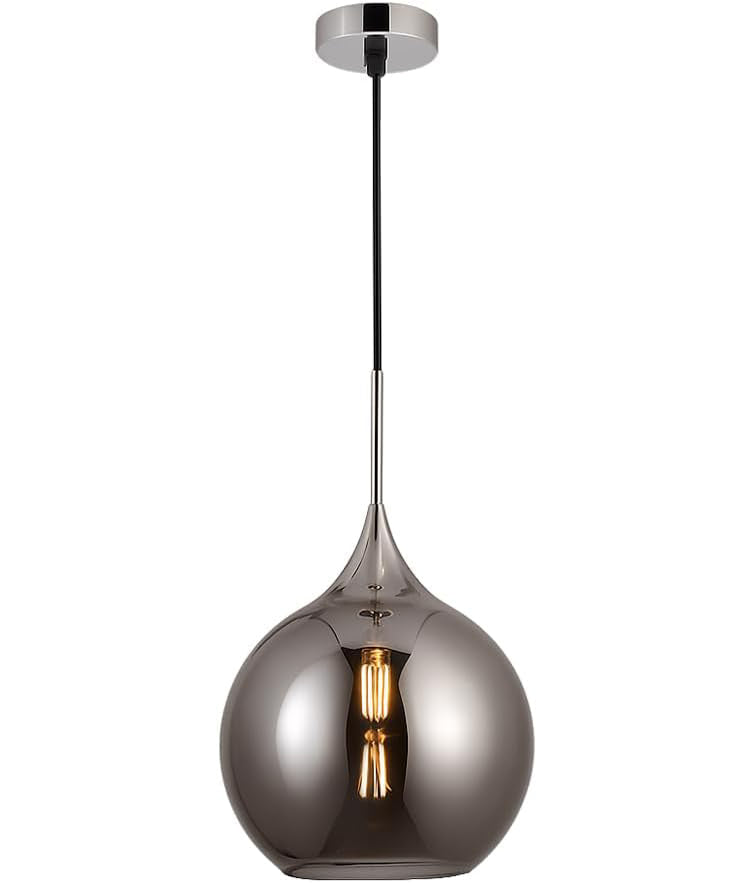 TEKHOME Lampadario a sospensione decorativa in metallo con sfera in vetro attacco E27 lampada contemporanea (Argento/Oro) A72