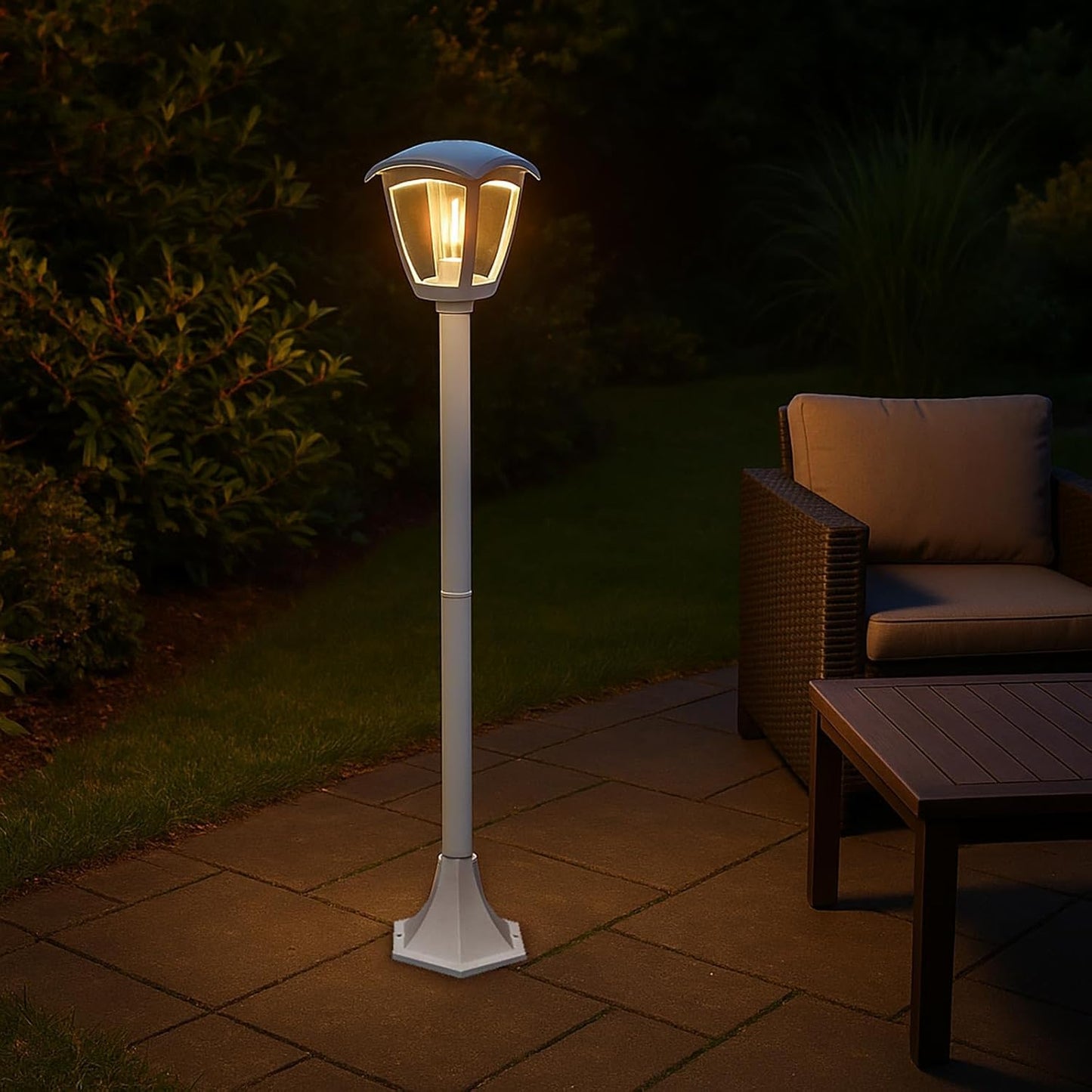 Lampione da Giardino da Esterno IP44, Attacco E27, Palo da 86cm in Alluminio, Bianco/Grigio Scuro 819PB-B860