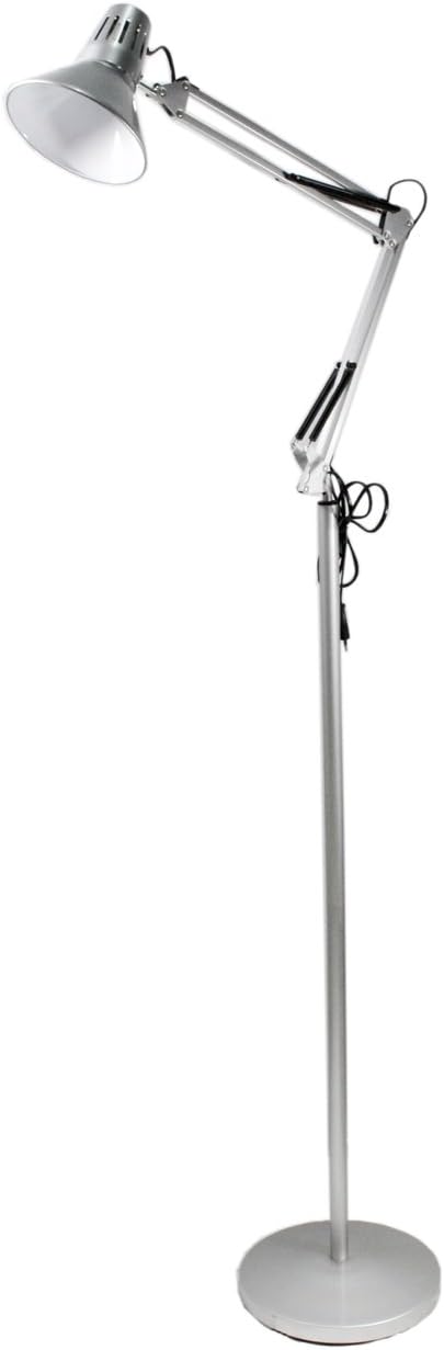 Lampada da Terra – Piantana Regolabile con Braccio Orientabile, Attacco E27, Max 60W, Design Moderno per Studio, Ufficio e Soggiorno D15