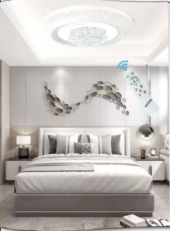 Lampadario LED con Cristalli Dimmerabile con Telecomando 3000K-4000K-6500K, Plafoniera Moderna per Camera da Letto Soggiorno – 3 Misure Disponibili (S/M/G) C30