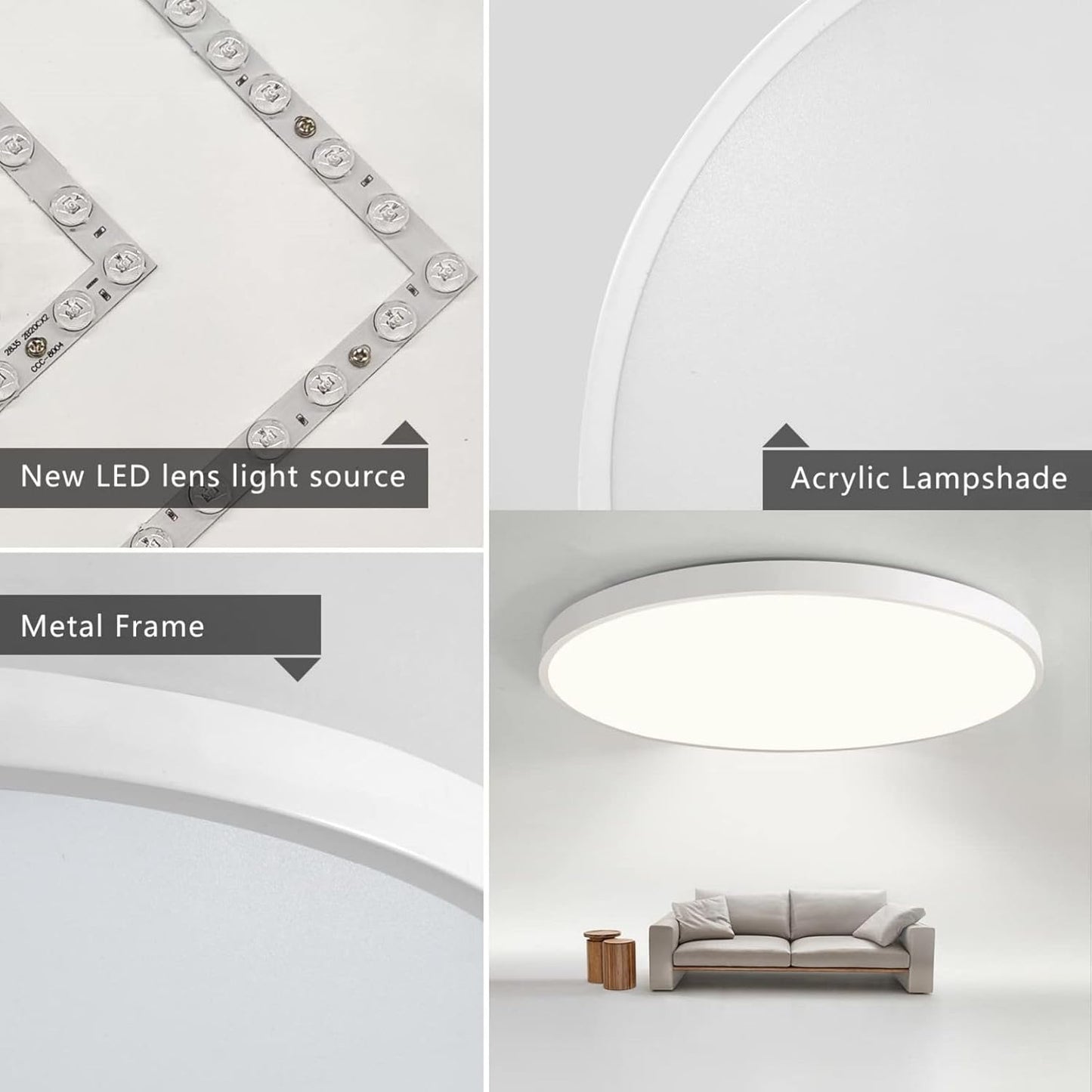 TEKHOME Plafoniera LED Soffitto 36/45W,3colore 3600/4950LM IP40 Impermeabile Rotonda Ø48/60CM Lampadario LED Moderna Luce Soffitto per Cameretta, Cucina, Soggiorno, Balcone -LV