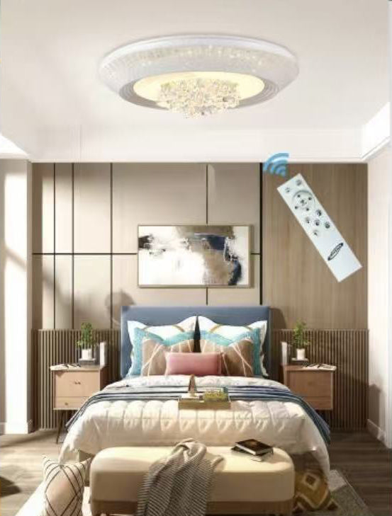 Lampadario LED con Cristalli Dimmerabile con Telecomando 3000K-4000K-6500K, Plafoniera Moderna per Camera da Letto Soggiorno – 3 Misure Disponibili (S/M/G) C30