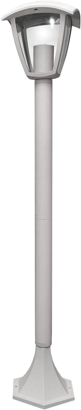 Lampione da Giardino da Esterno IP44, Attacco E27, Palo da 86cm in Alluminio, Bianco/Grigio Scuro 819PB-B860