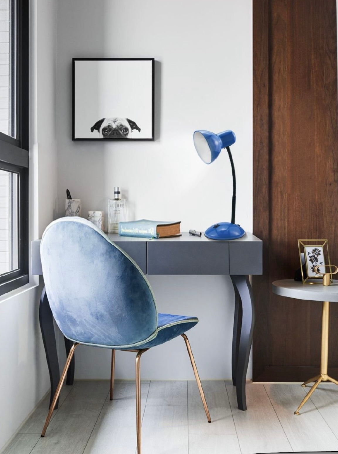Lampada da Tavolo con Flessibile, Attacco E27, Metallo, Interruttore, Base Stabile – Lampada Scrivania Moderna per Studio, Ufficio, Cameretta D22