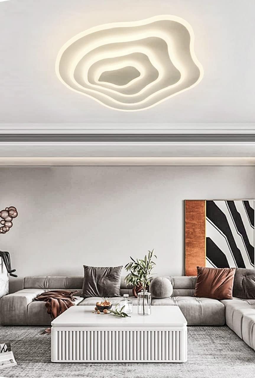 TEKHOME Plafoniera a led da interno moderna a soffitto forma tonda lampadario adatta per camera da letto salone soggiorno salotto cucina locali commerciali 59W PN-28