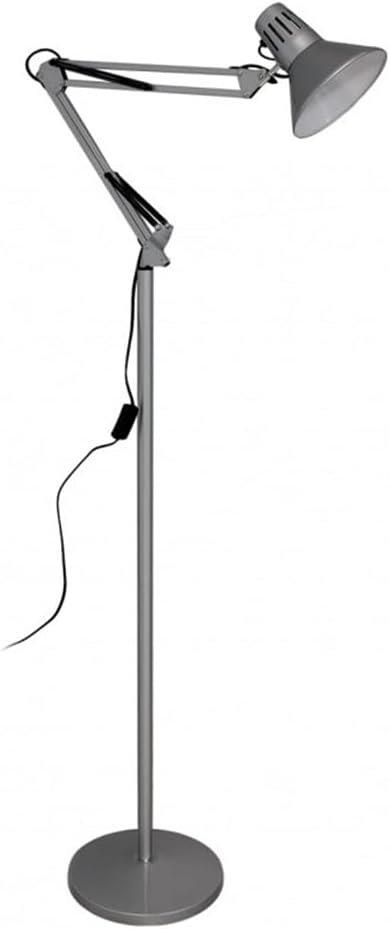 Lampada da Terra – Piantana Regolabile con Braccio Orientabile, Attacco E27, Max 60W, Design Moderno per Studio, Ufficio e Soggiorno D15