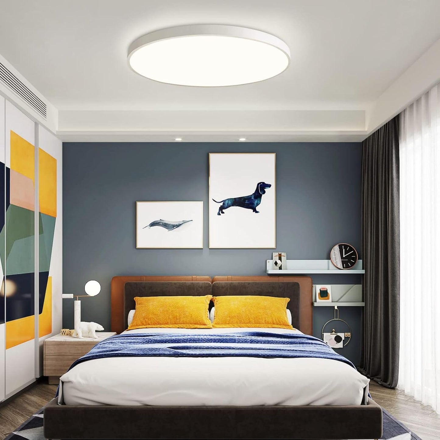 TEKHOME Plafoniera LED Soffitto 36/45W,3colore 3600/4950LM IP40 Impermeabile Rotonda Ø48/60CM Lampadario LED Moderna Luce Soffitto per Cameretta, Cucina, Soggiorno, Balcone -LV