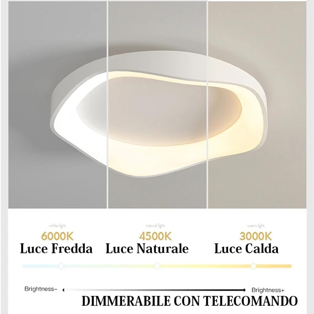 TEKHOME Plafoniera LED Moderna 38W, Dimmerabile, 3 Modalità di Colore 3000K-4000K-6500K, 3040LM,Bianco e Nero, Design Elegante per Camera da Letto e Soggiorno C53