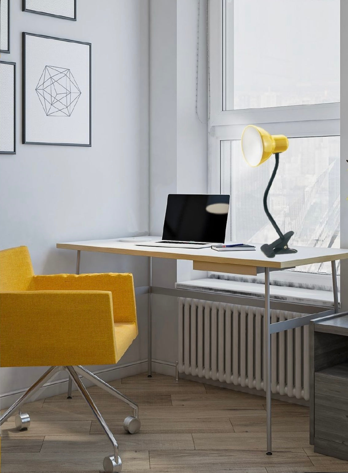 Lampada da Tavolo con Pinza – Attacco E27, Braccio Flessibile 40 cm, Metallo, Luce Direzionabile, Max 60W – Studio, Scrivania, Cameretta D21