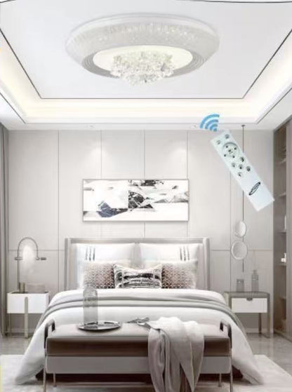 Lampadario LED con Cristalli Dimmerabile con Telecomando 3000K-4000K-6500K, Plafoniera Moderna per Camera da Letto Soggiorno – 3 Misure Disponibili (S/M/G) C30