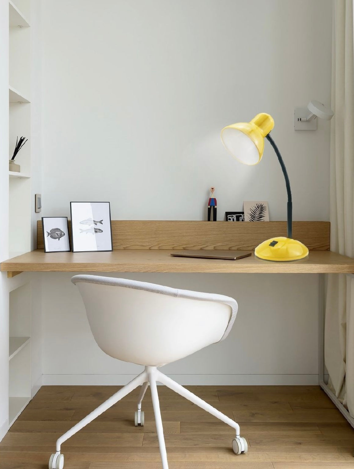 Lampada da Tavolo con Flessibile, Attacco E27, Metallo, Interruttore, Base Stabile – Lampada Scrivania Moderna per Studio, Ufficio, Cameretta D22