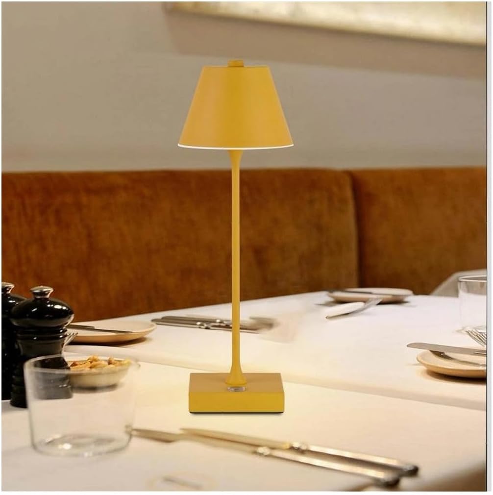Lampada da Tavolo Ricaricabile LED  – Senza Fili, 3 Temperature di Colore, Dimmerabile Touch, USB, Moderna per Ristorante, Camera, Comodino D27-3C