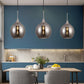 TEKHOME Lampadario a sospensione decorativa in metallo con sfera in vetro attacco E27 lampada contemporanea (Argento/Oro) A72