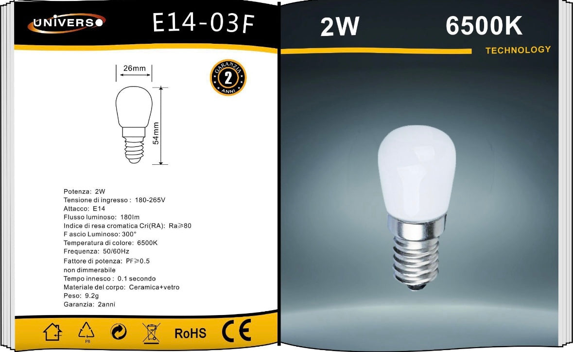 Lampadine LED E14 2W 180lm 10 Pezzi 4000K E14-03