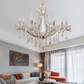 TEKHOME Lampadario Sospeso Lineare a 8 Luci con Design Moderno e Paralumi in Vetro, Struttura Allungata in Oro, Attacco E14 40W, per Sale da Pranzo Lunghe e Open Space, 150x60cm, Oro A60-8