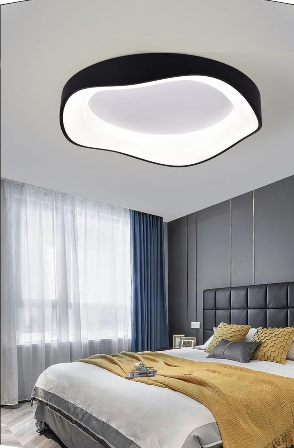 TEKHOME Plafoniera LED Moderna 38W, Dimmerabile, 3 Modalità di Colore 3000K-4000K-6500K, 3040LM,Bianco e Nero, Design Elegante per Camera da Letto e Soggiorno C53