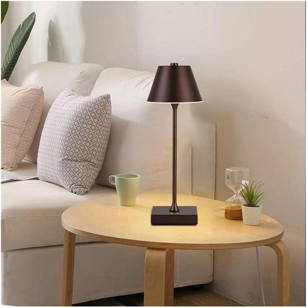 Lampada da Tavolo Ricaricabile LED  – Senza Fili, 3 Temperature di Colore, Dimmerabile Touch, USB, Moderna per Ristorante, Camera, Comodino D27-3C