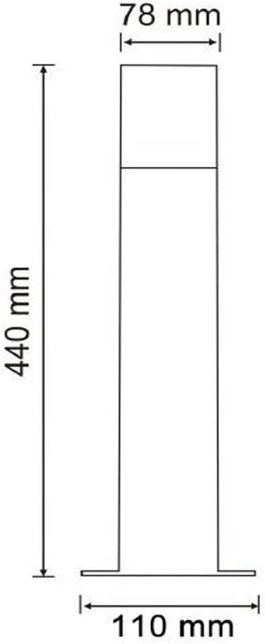 Lampione da Giardino Esterno IP44 con Attacco E27, Palo Luce da Esterno in Alluminio, Colonna Luminosa per Giardino, Vialetto, Terrazza – 440mm-B440