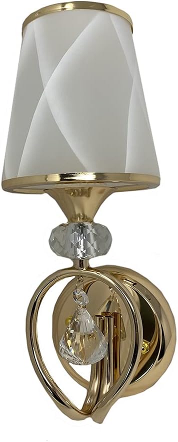 TEKHOME Applique da Parete Classica con Braccio Orientabile, Design Vintage, Attacco E27 60W, per Interni, Disponibile in Oro e Argento, Metallo e Vetro (Senza Lampadina) E18