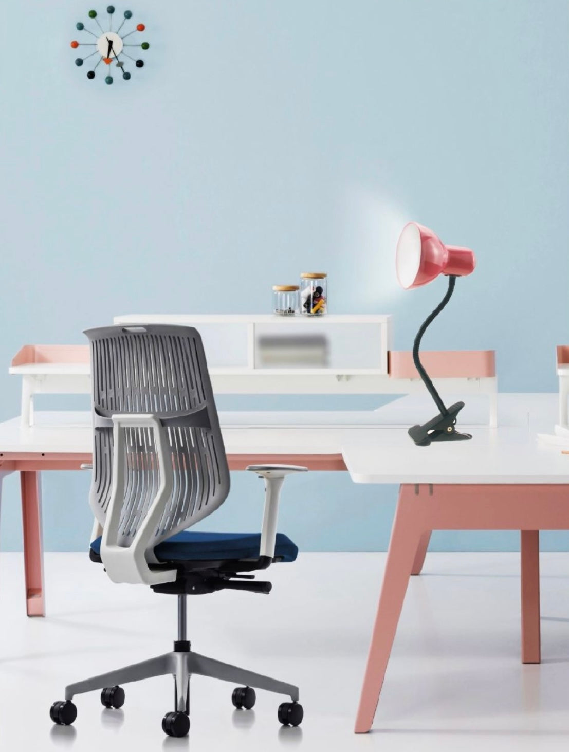 Lampada da Tavolo con Pinza – Attacco E27, Braccio Flessibile 40 cm, Metallo, Luce Direzionabile, Max 60W – Studio, Scrivania, Cameretta D21