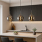 TEKHOME Lampadario a sospensione decorativa in metallo con sfera in vetro attacco E27 lampada contemporanea (Argento/Oro) A72