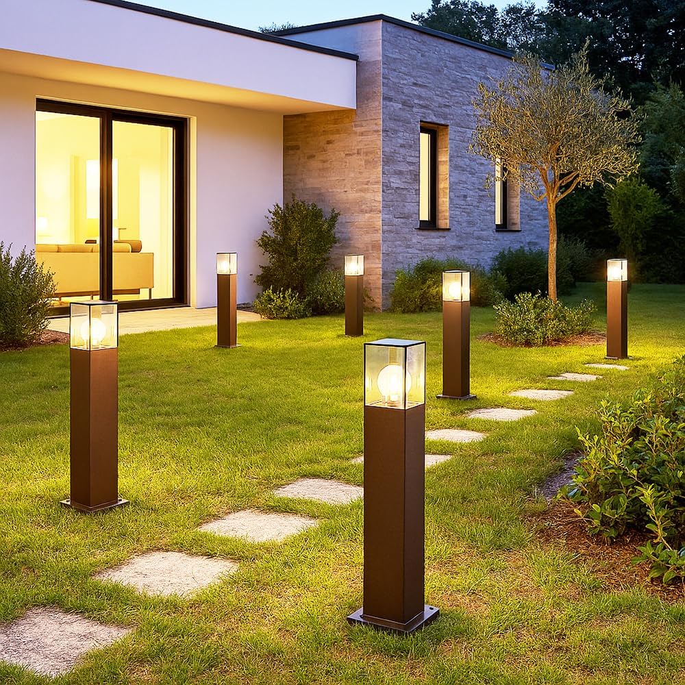 Lampione da Giardino Esterno IP44 con Attacco E27, Palo Luce da Esterno in Alluminio, Colonna Luminosa per Giardino, Vialetto, Terrazza – 440mm-B440