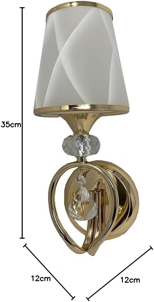 TEKHOME Applique da Parete Classica con Braccio Orientabile, Design Vintage, Attacco E27 60W, per Interni, Disponibile in Oro e Argento, Metallo e Vetro (Senza Lampadina) E18