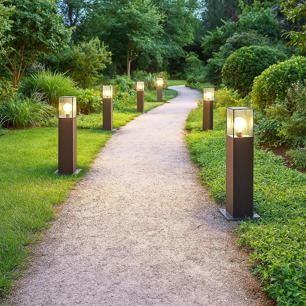 Lampione da Giardino Esterno IP44 con Attacco E27, Palo Luce da Esterno in Alluminio, Colonna Luminosa per Giardino, Vialetto, Terrazza – 440mm-B440