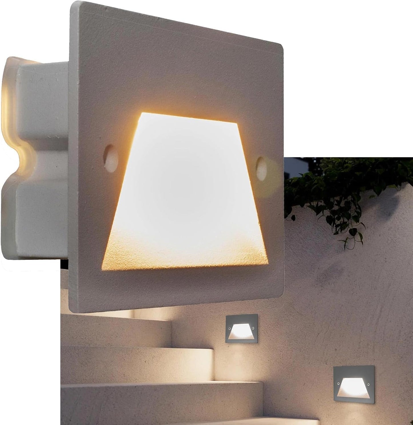 Segnapasso da Incasso LED 3W IP65 CCT-Switch – Lampada da Parete per Scale e Corridoi, Luce Selezionabile 3000K-6500K, Alluminio e Vetro, Impermeabile da Esterno e Interno ES49