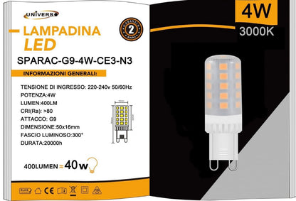 Lampadine LED G9 4W 400LM 10 Pezzi 220-240V SPARAC-G9-4W-CE3-N